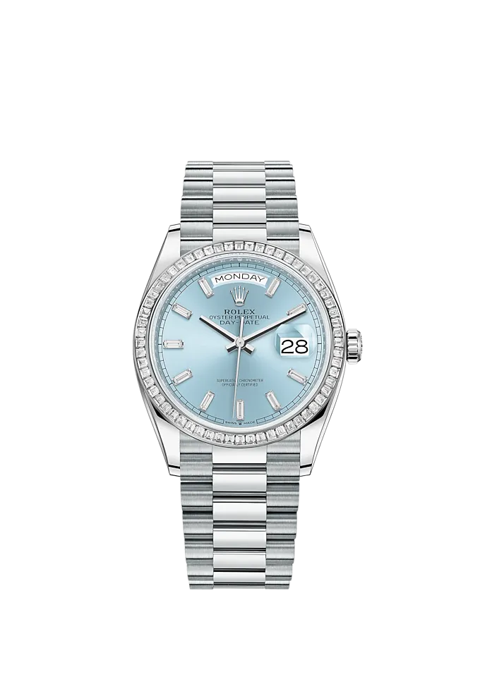 Classic watches DAY-DATE 36 Oyster, 36 mm, platinum and diamonds