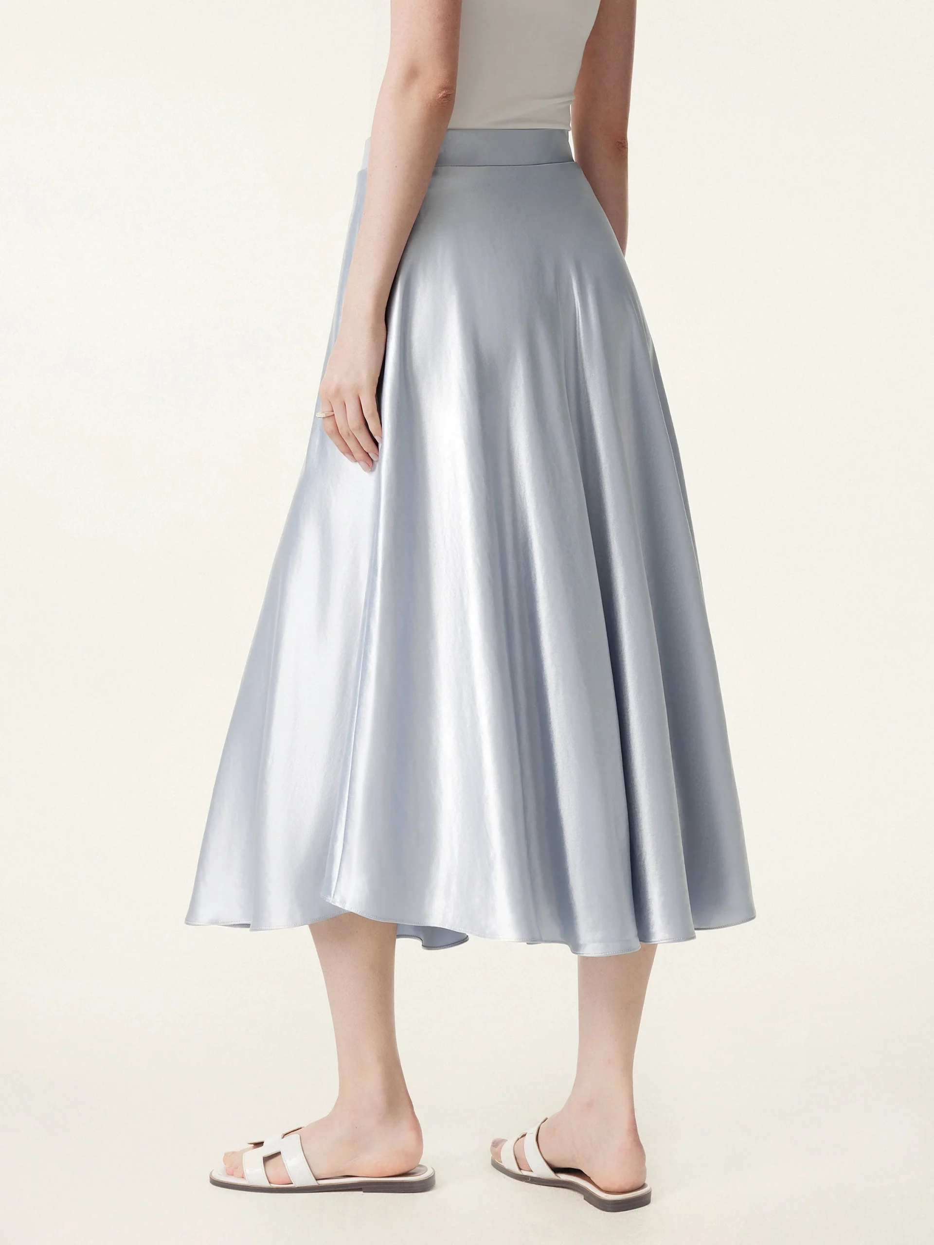 Bias-cut Acetate Maxi Circle Skirt with Pockets
