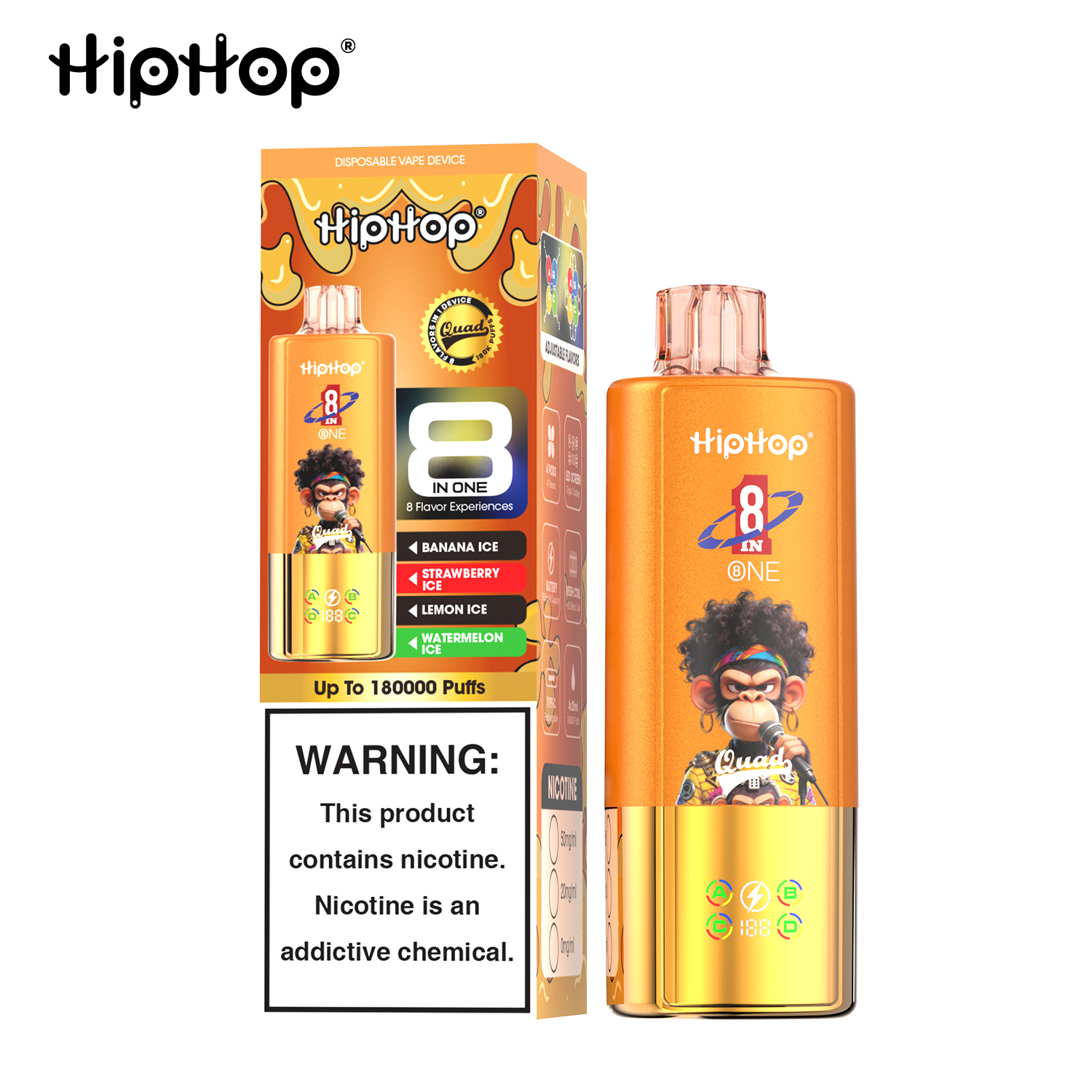 BANG x HipHop 180K | Sigaretta Elettronica 8 in 1 (Quad-Pod) con Schermo LED