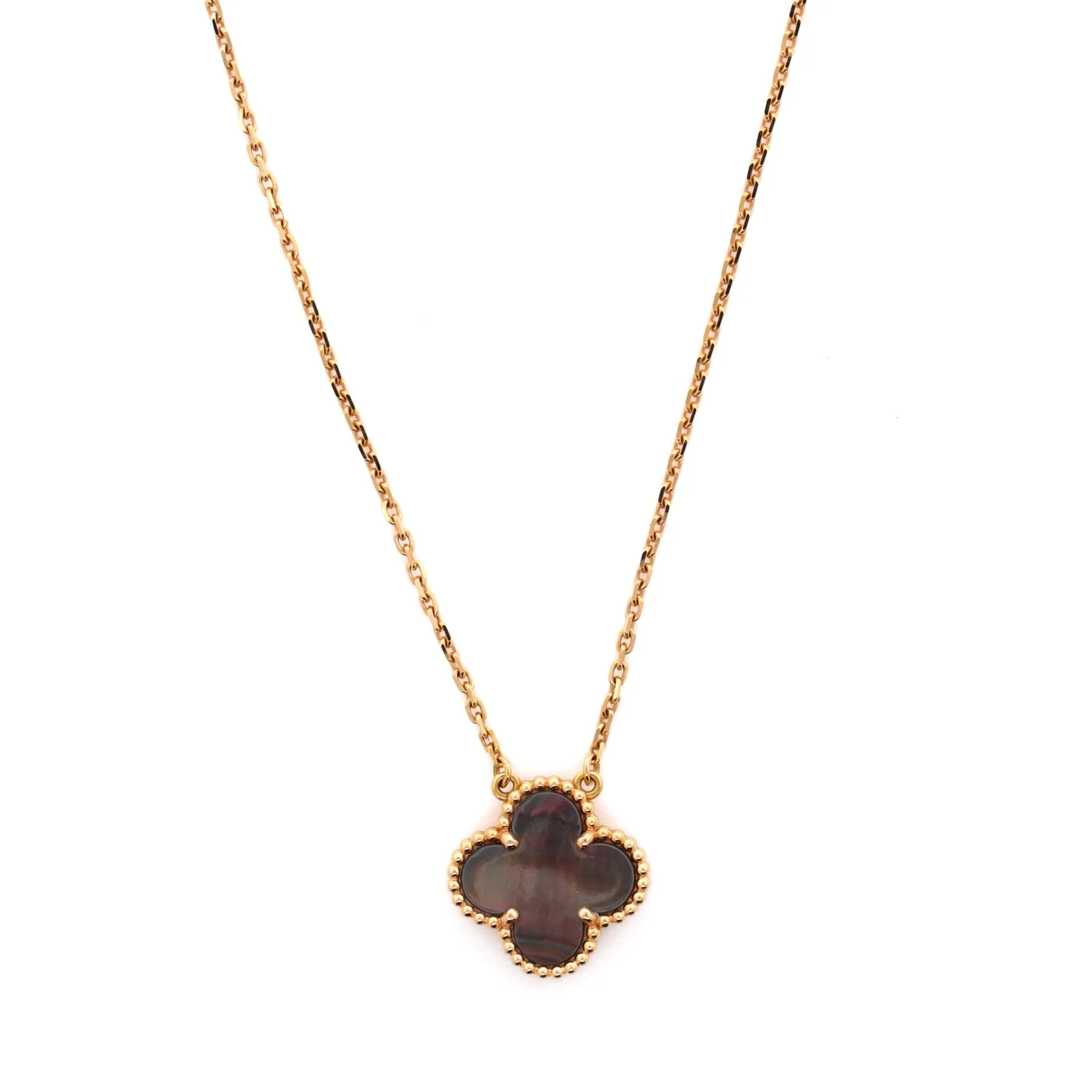 Vintage Alhambra Pendant Necklace 18K Rose Gold and Grey Mother of Pearl