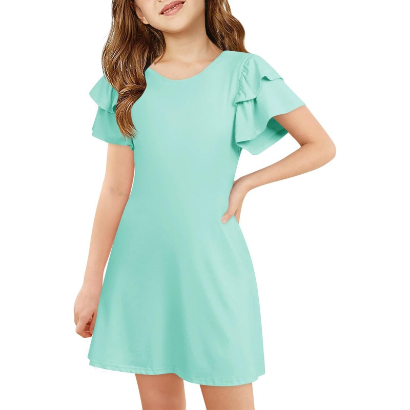 Girls Ruffle Sleeve Dresses