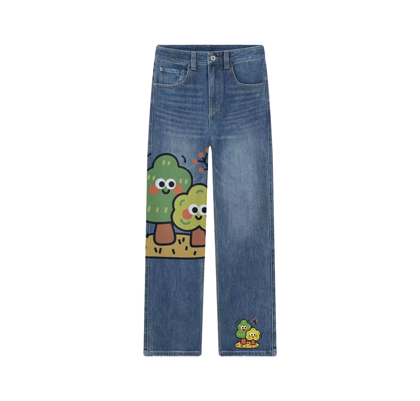 A pair of jeans with a two-tree pattern – a wardrobe essential.