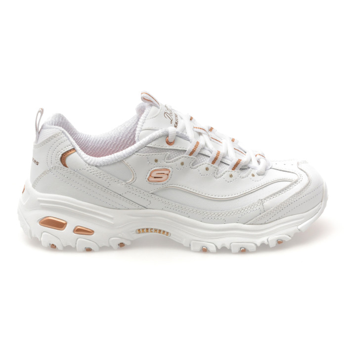 Pantofi sport SKECHERS albi, D LITES, din piele ecologica