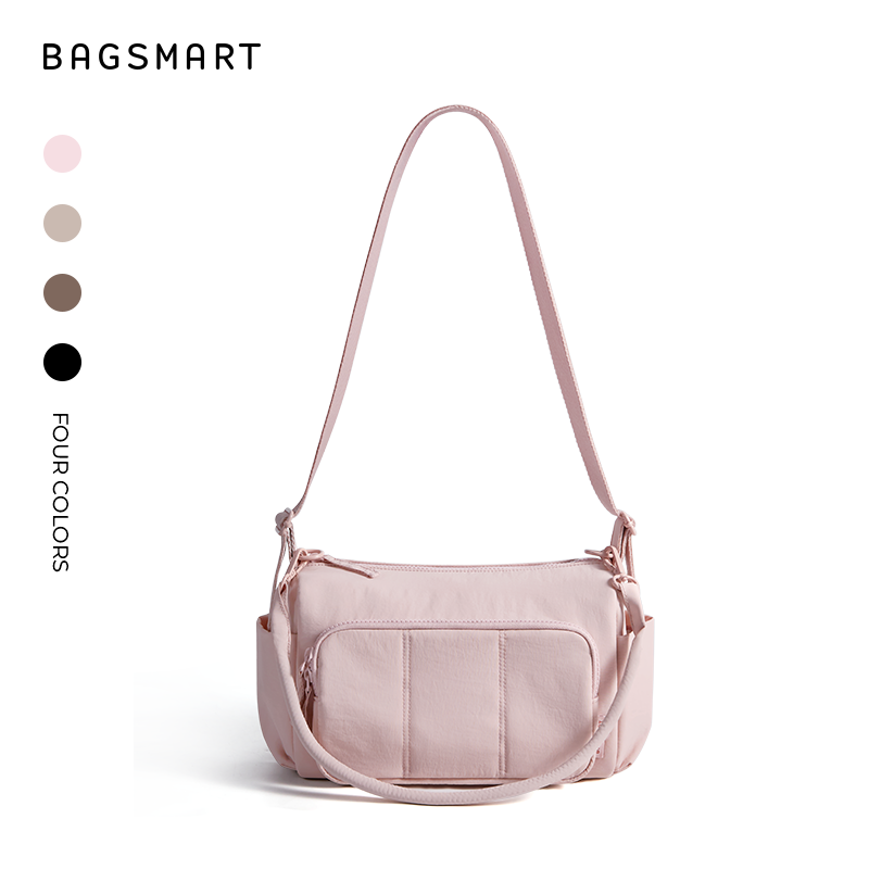 BAGSMART Quilted Crossbody Bags for Everyday Carry, Travel Shoulder Bag with Adjustable Strap, Pink