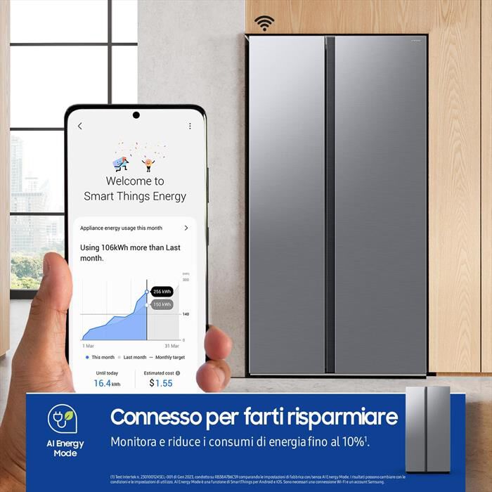 SAMSUNG - Frigorifero side by side RS57DG400EM9EF Classe E-Metal Inox