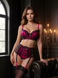 Lovehoney Boudoir Belle Cherry Push-Up Longline Bra Set