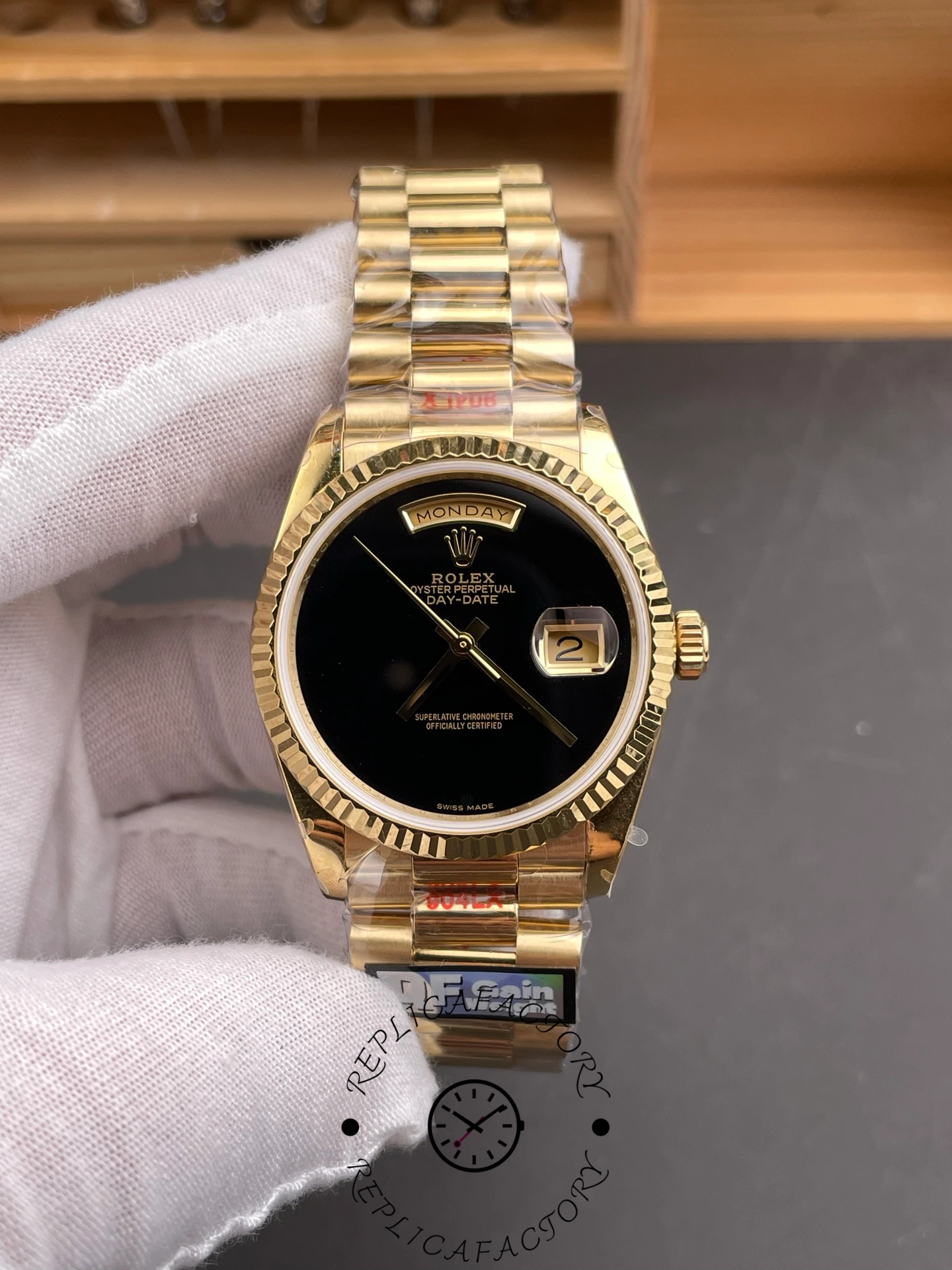 Rolex Day-Date 18038 36mm President Men's Onyx Dial Watch 1:1 Clone