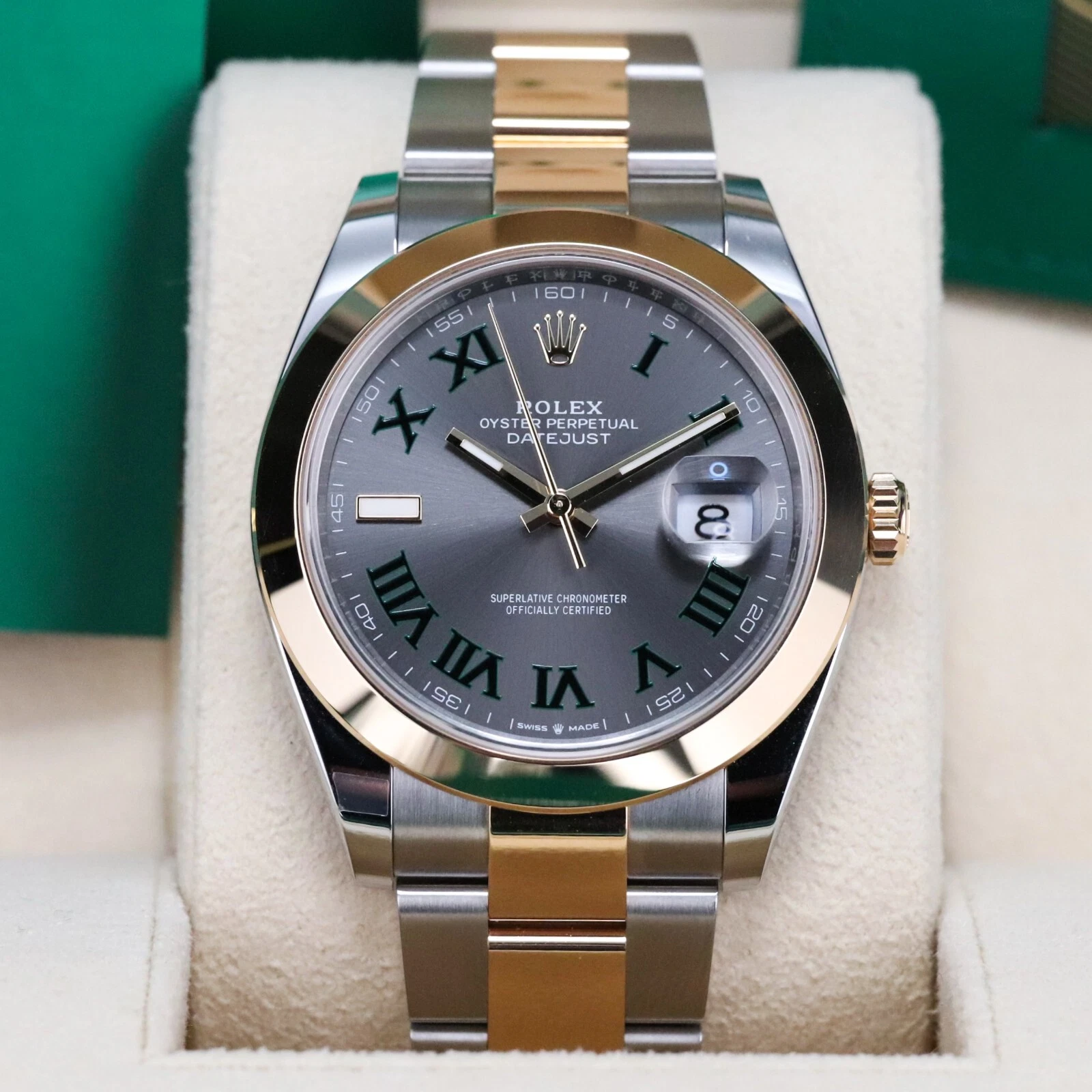 【Super Clone】RLX Datejust 41mm 126303 Slate Roman Oyster Steel and Yellow Gold Mens Watch