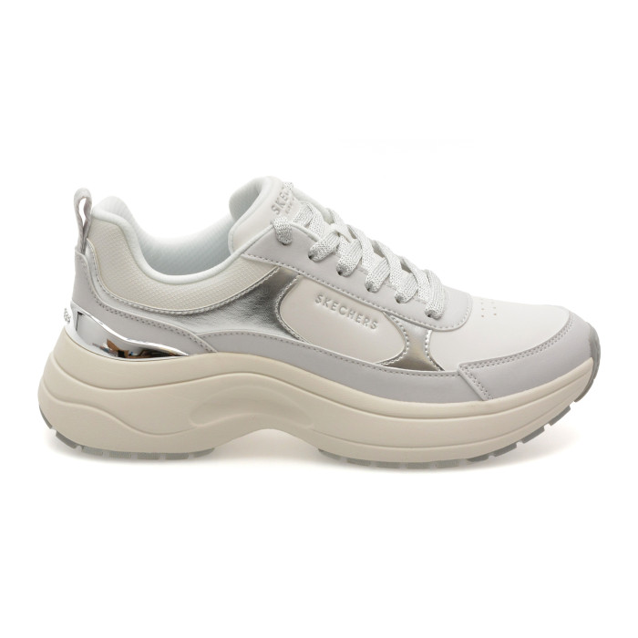 Pantofi sport SKECHERS albi, HAZEL 2, din piele ecologica