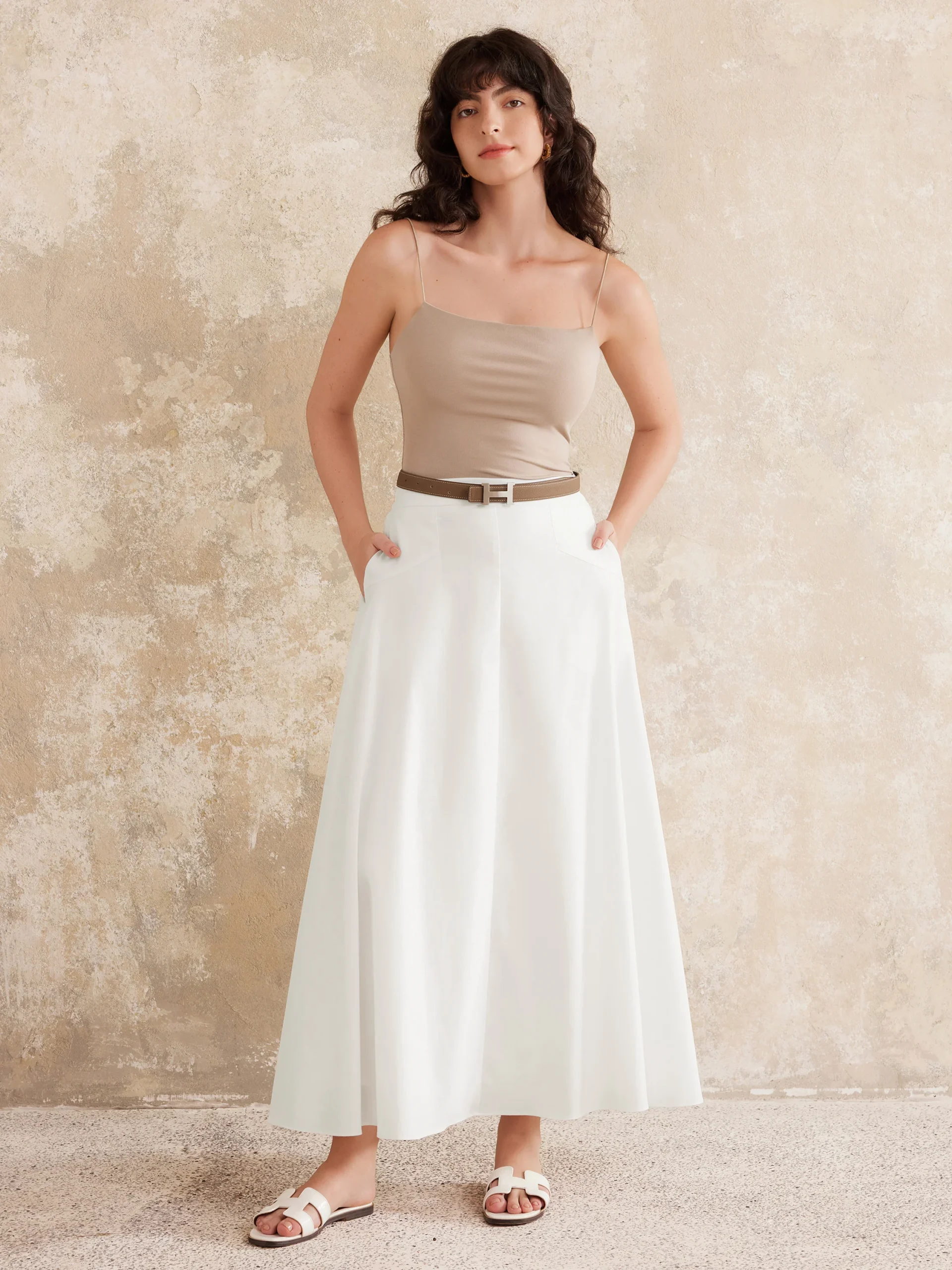 Pull-on Midi Skirt with Pockets