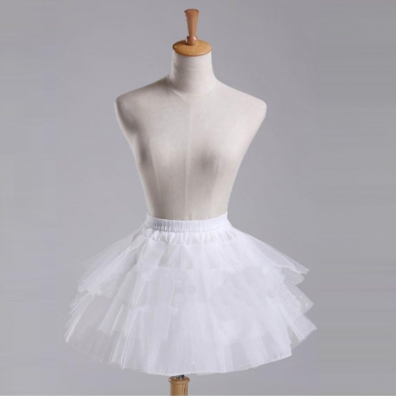 Kids White Mini 3 Layers Wedding Flower Girl Petticoat