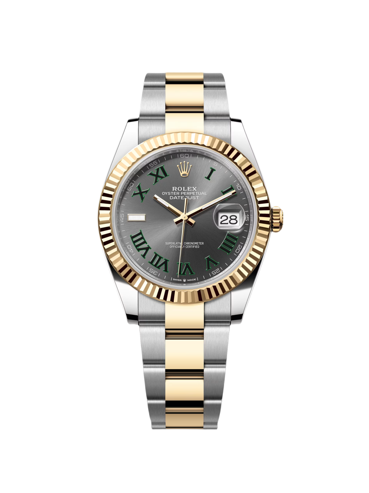 【Super Clone】RLX  Datejust 41mm Two-Tone Yellow Gold Fluted Bezel "Wimbledon" Dial Oyster - 126333-0019