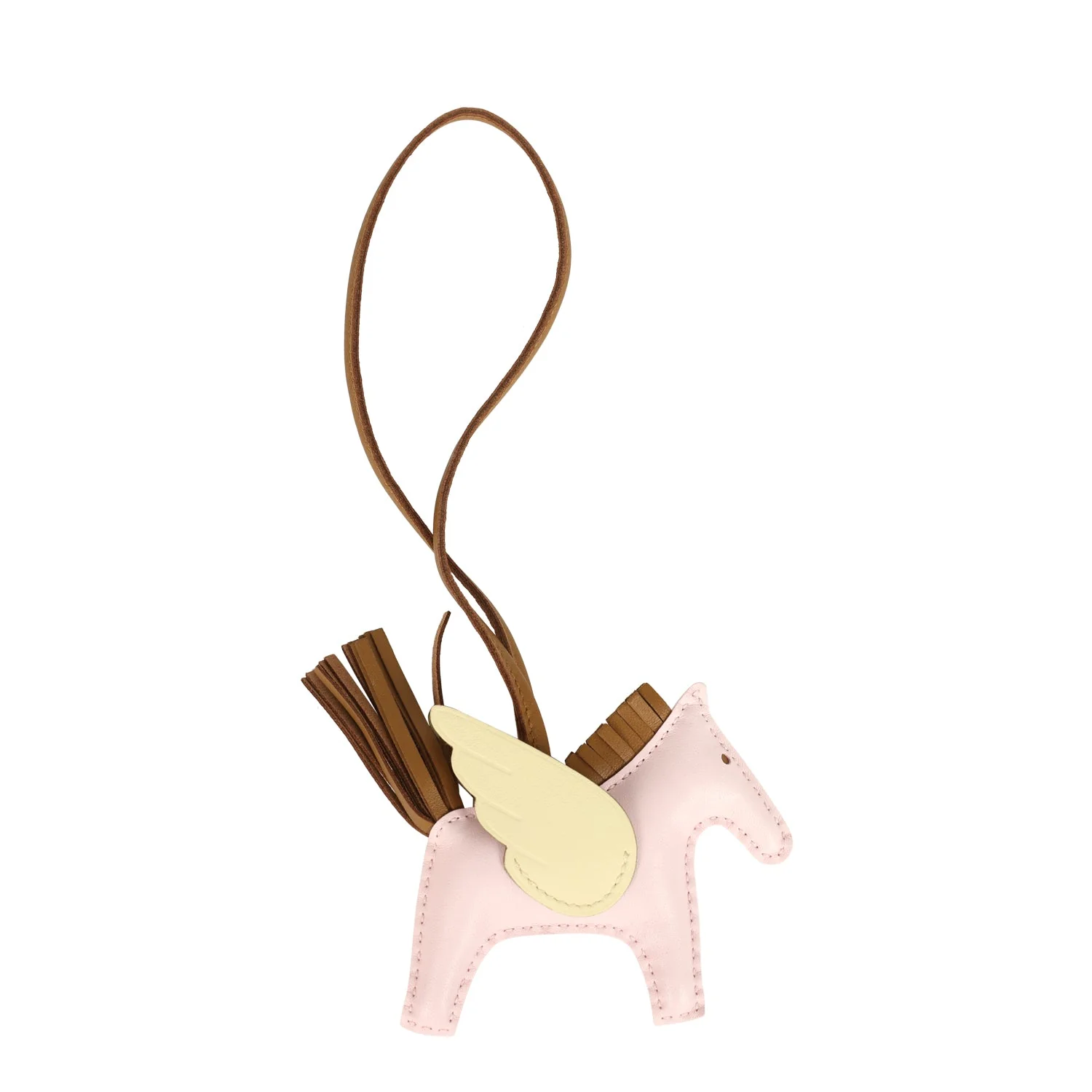 Hermes Pegase Rodeo Bag Charm PM Rose Darling, Kraft & Jaune Milton Milo Lambskin