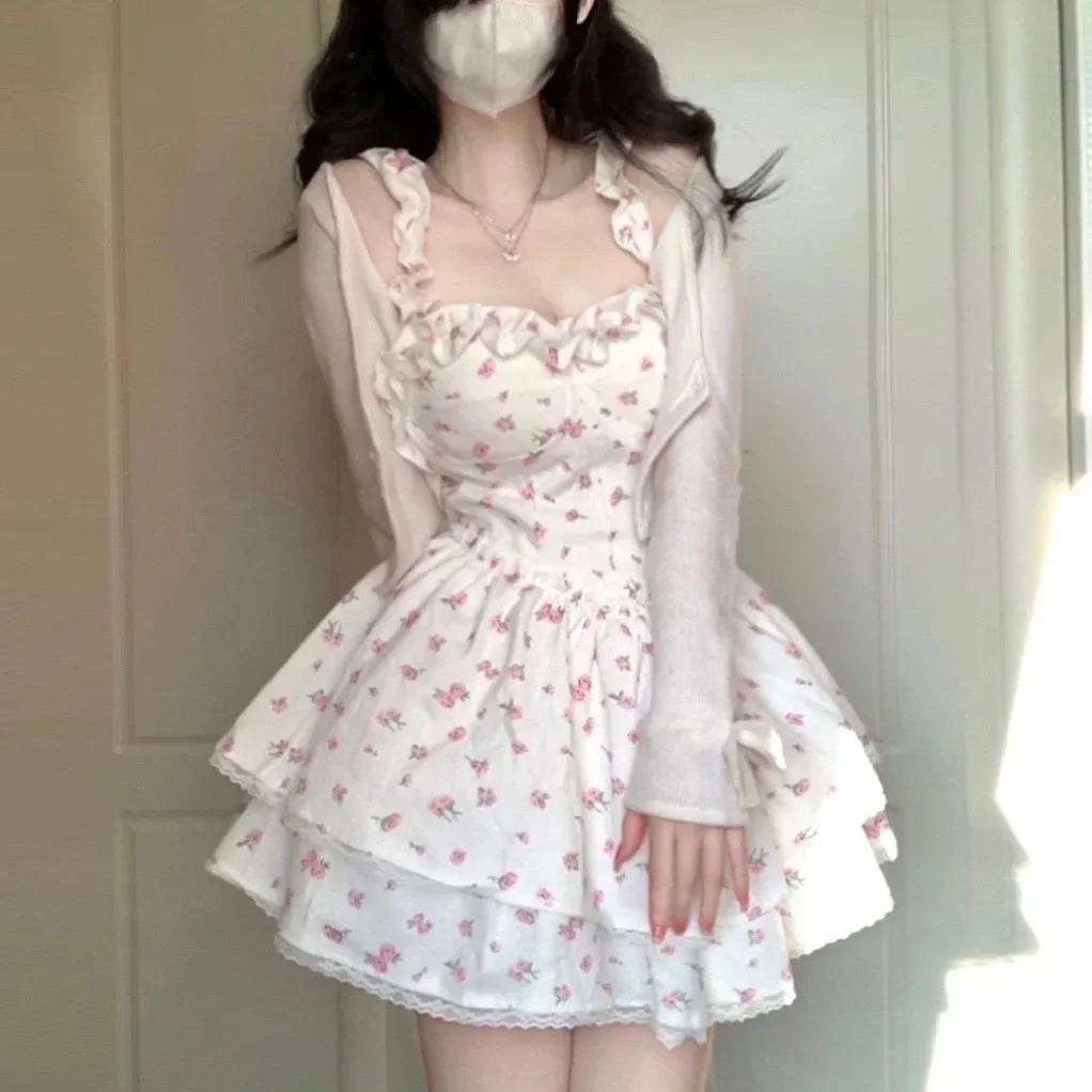 Puffy Sleeve Short Dress Women’s Gentle Style Floral Print Mini Dress Summer New Arrival Korean Version Pure Desire Breeze