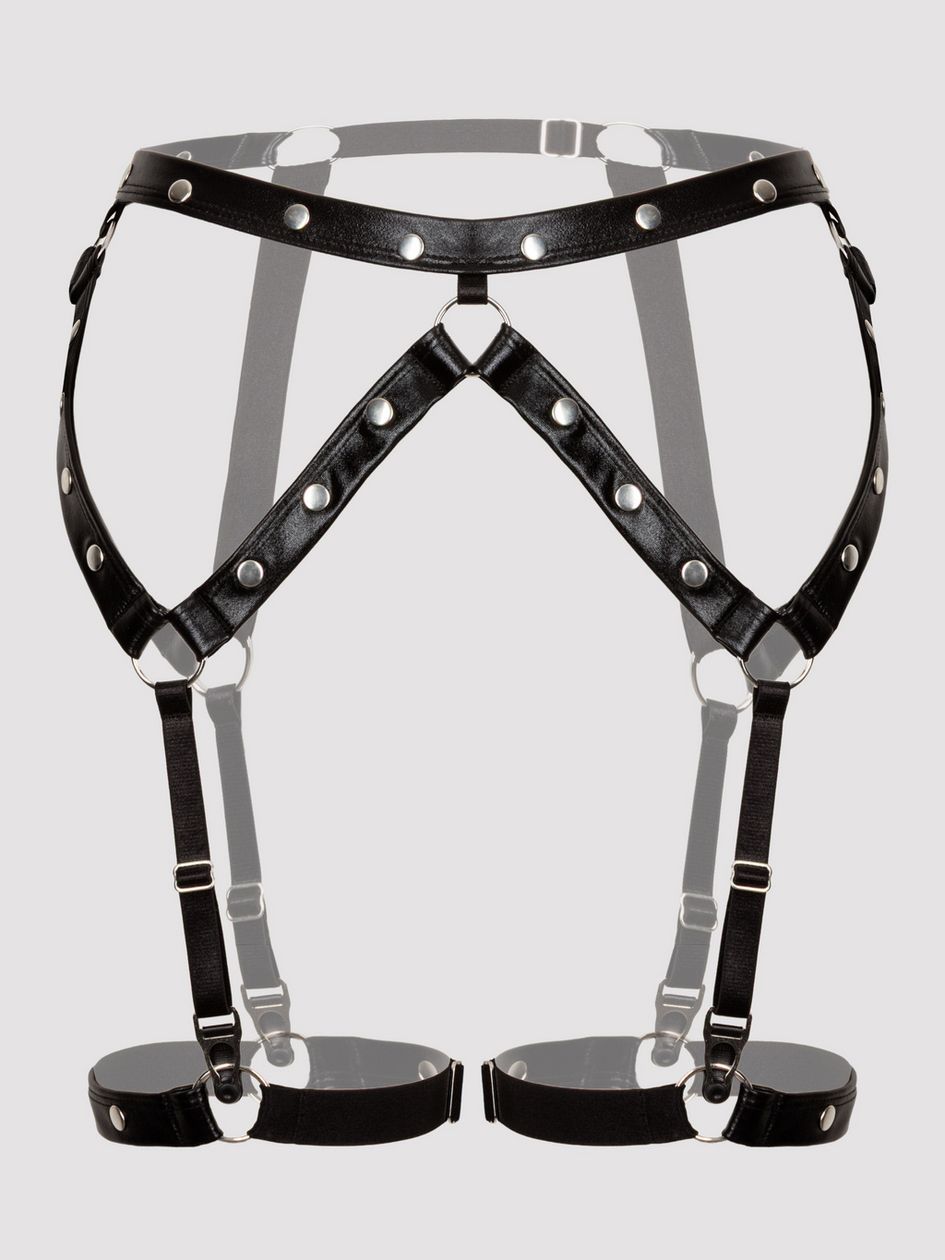Lovehoney Fierce Wet Look Studded Suspender Garter Set