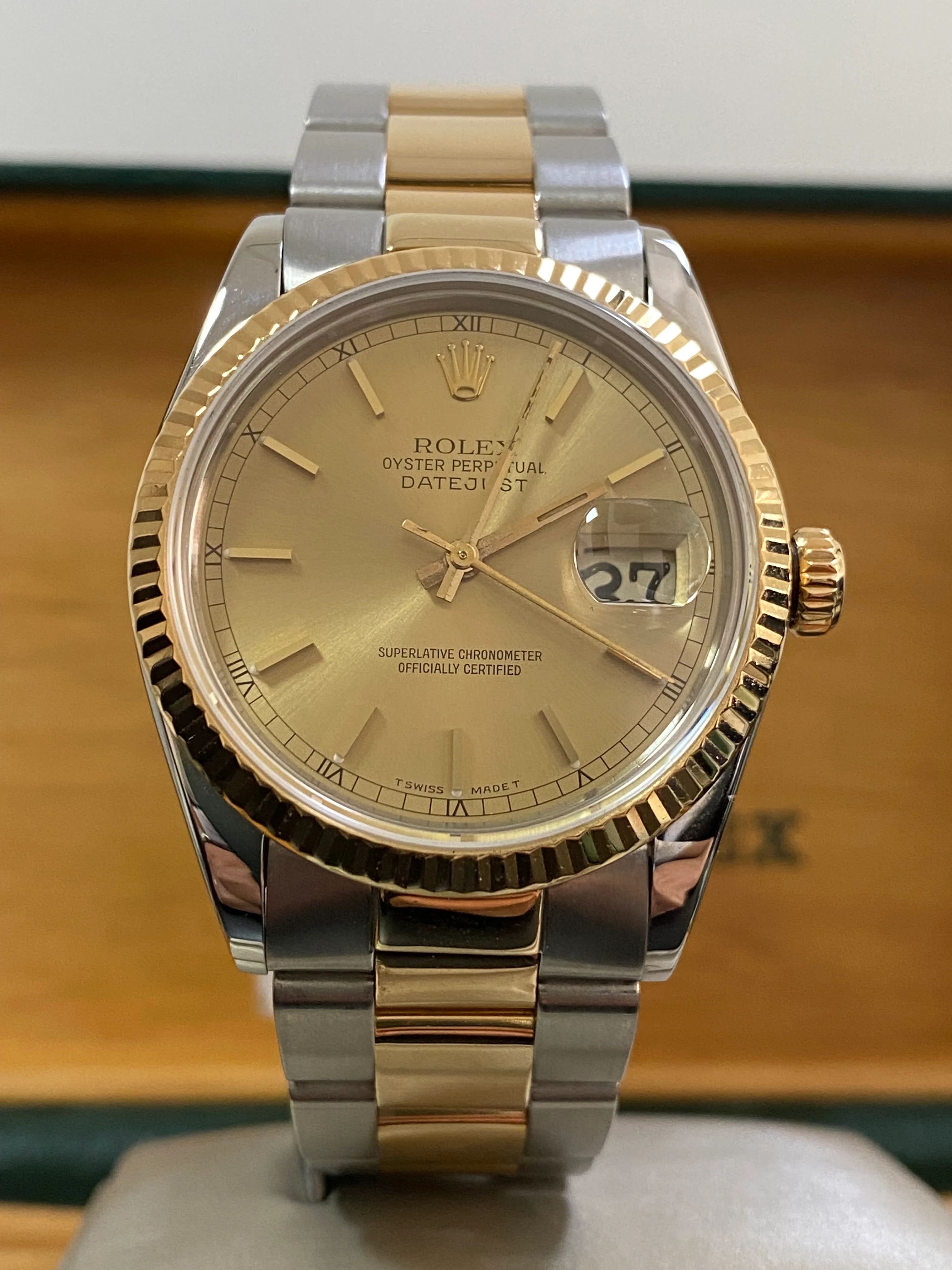 Rolex Steel and Yellow Gold Datejust 36 - Fluted Bezel - Champagne Index Dial - Oyster Bracelet - 16013