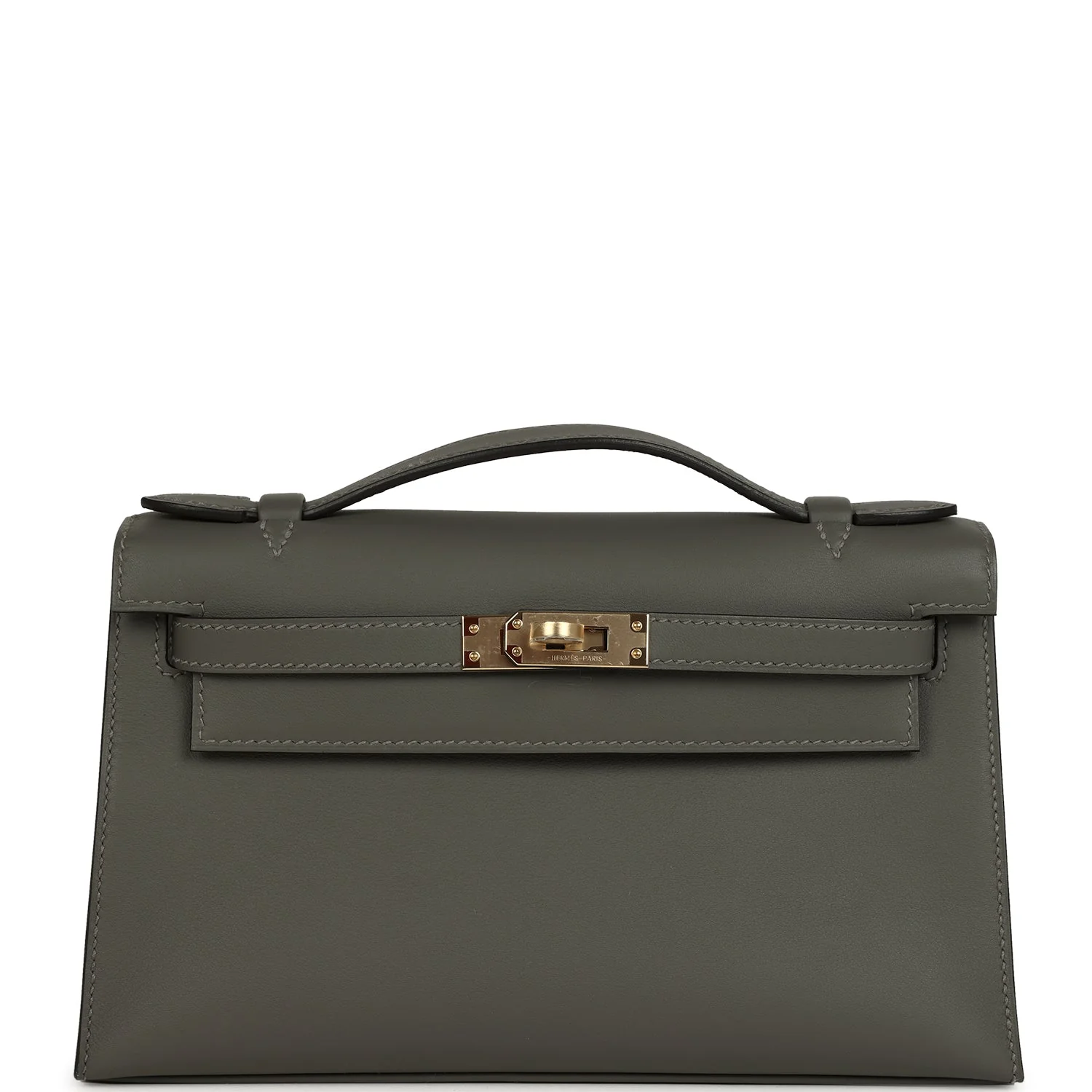 Hermes Special Order (HSS) Kelly Pochette Gris Meyer Verso Swift Permabrass Hardware