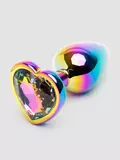 Rear Assets Small Jewelled Rainbow Heart Aluminium Butt Plug 2 Inch