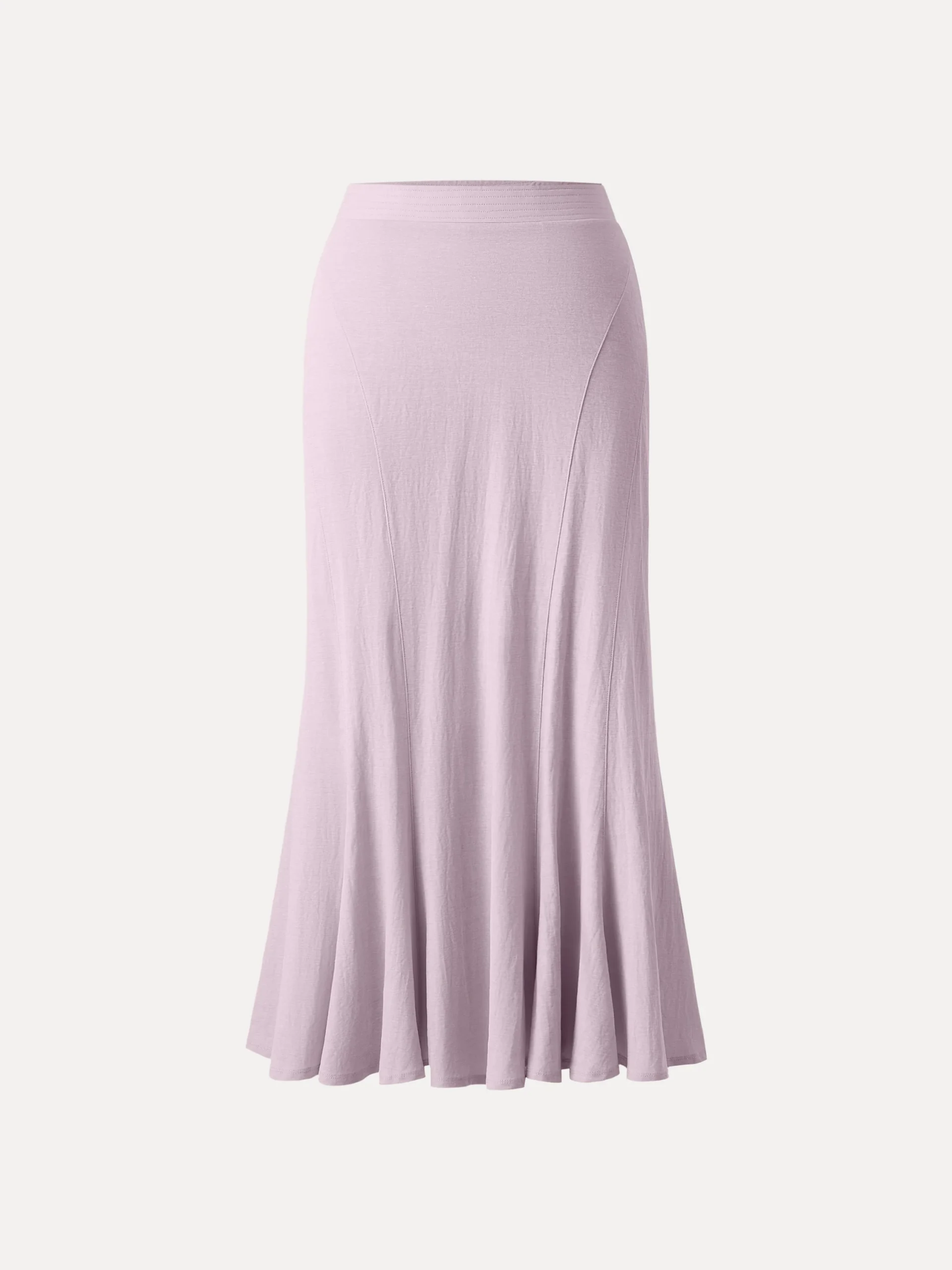 Wrinkle-free Cotton-linen Pull-on Midi Skirt