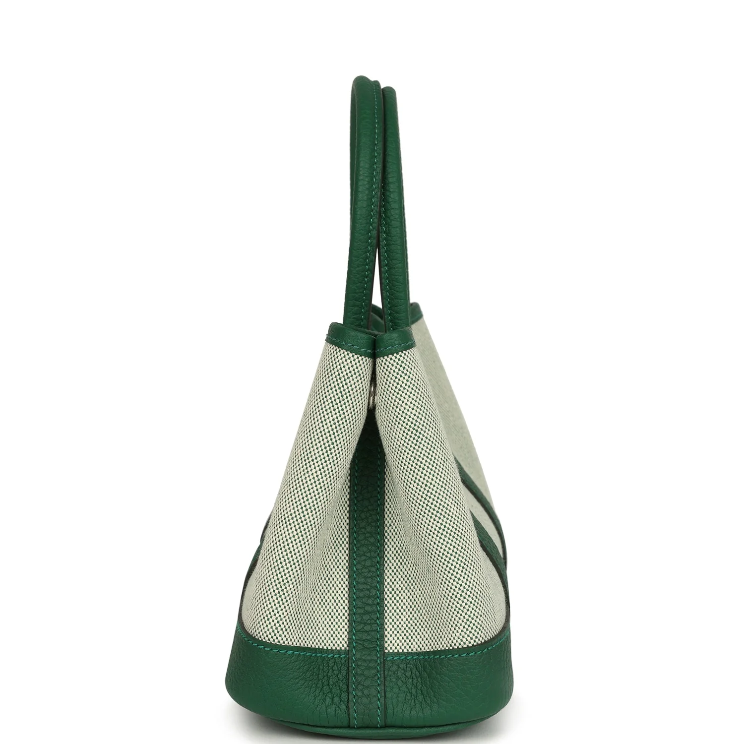 Hermes Garden Party Neo 23 Vert Moyen-Ecru Toile H Canvas and Vert Moyen Negonda Palladium Hardware