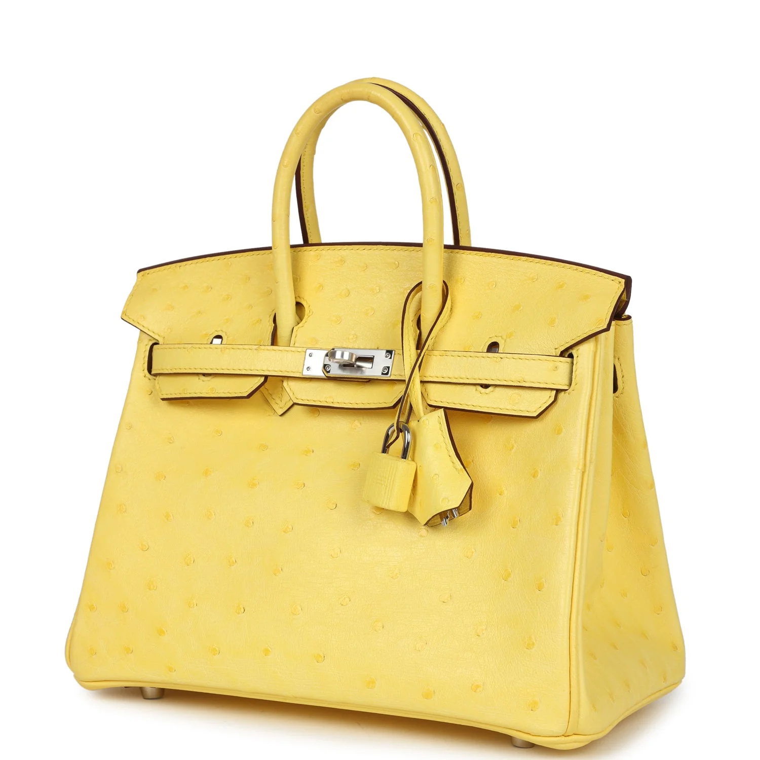 Hermes Birkin 25 Jaune Citron Ostrich Palladium Hardware