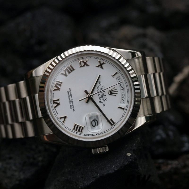 Rolex Day-Date 118239 Roman Numeral White Dial 36mm Unisex Replica Watch