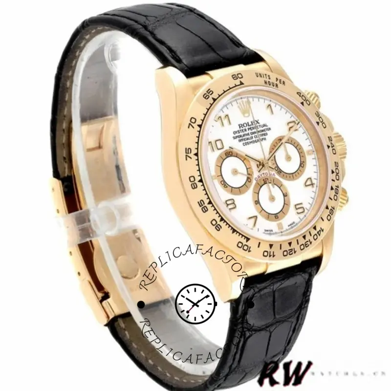 Rolex Daytona 116518 Black Leather Strap White Dial 40mm Mens Replica Watch
