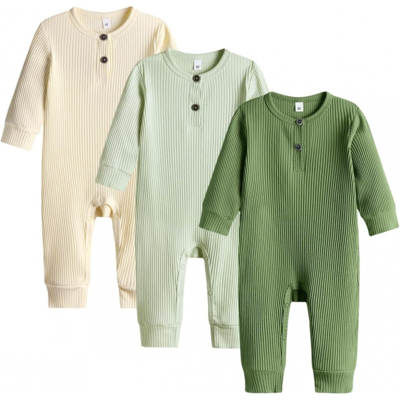 VAELIRAEL Baby Boy Girl 2/3 Pack Solid Romper