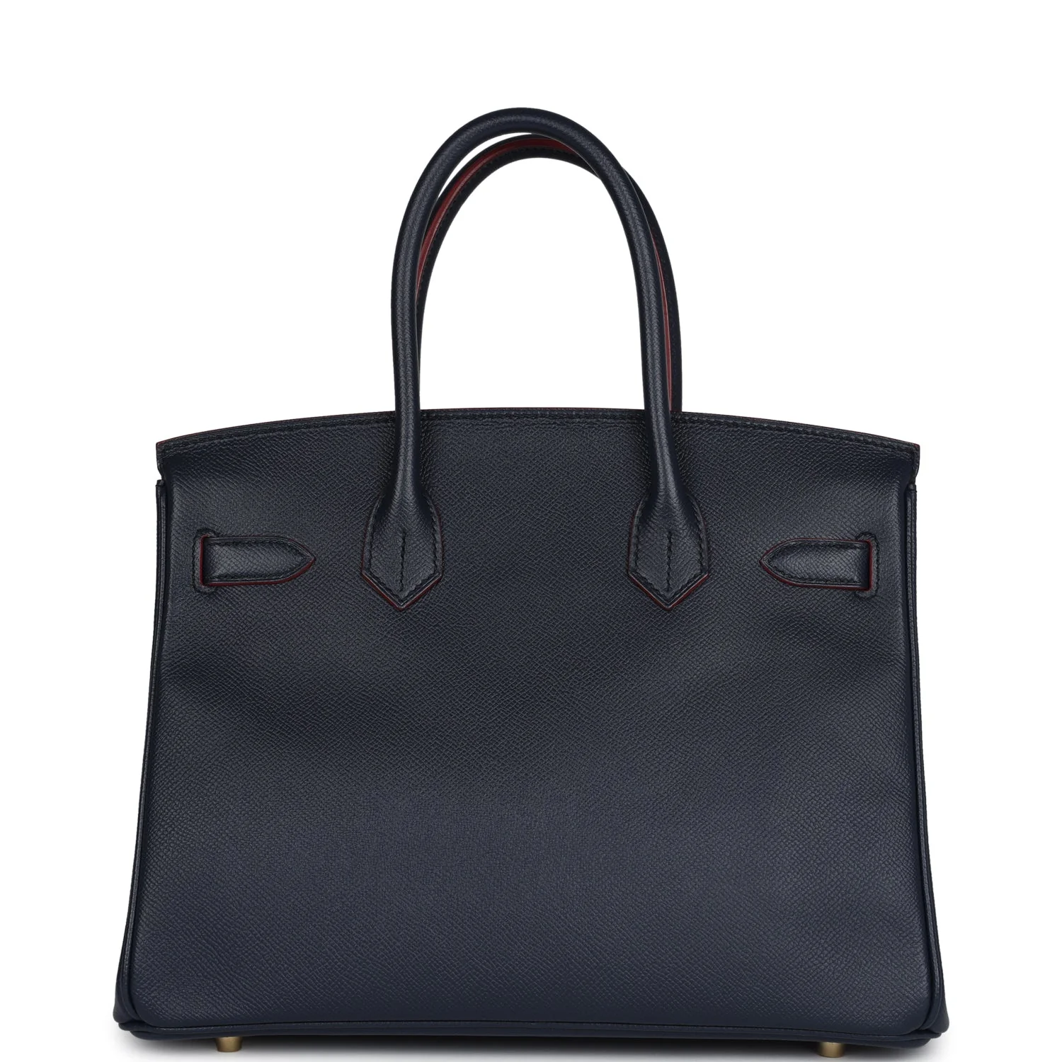 Hermes Birkin 30 Bleu Indigo and Rouge H Contour Epsom Gold Hardware