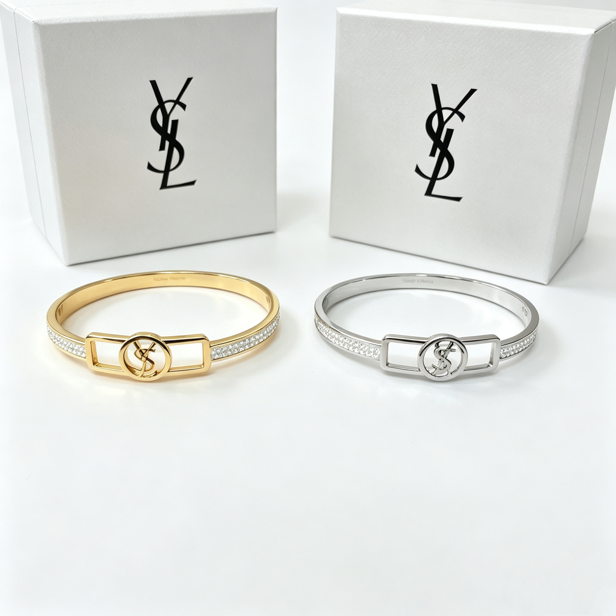 YLS — Single-layer Diamond-set Metal Bangle