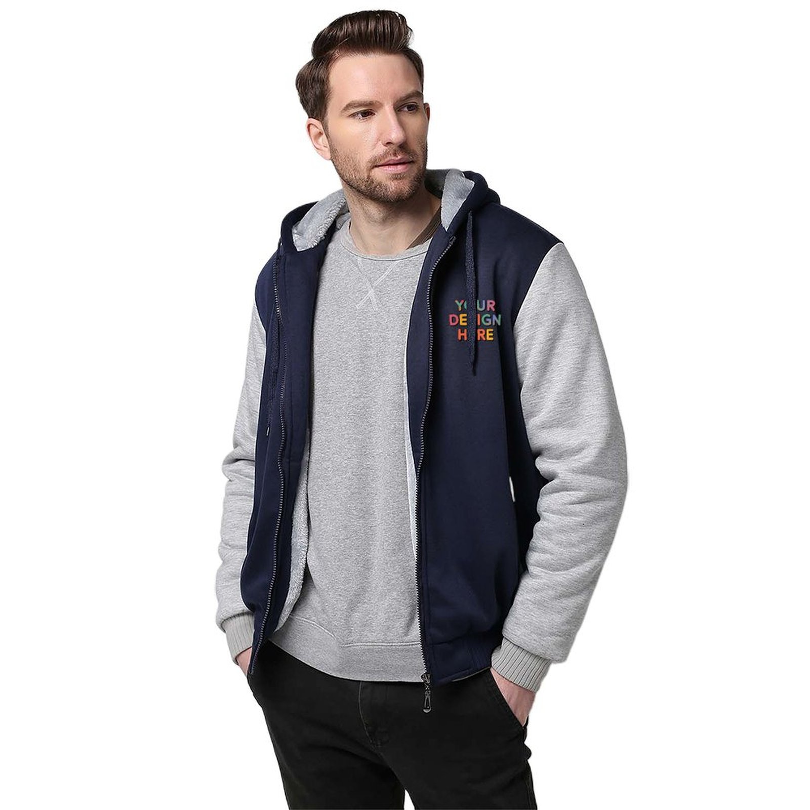 Personalized Custom Men’s Exquisite Craftsmanship Full Zip Hoodie