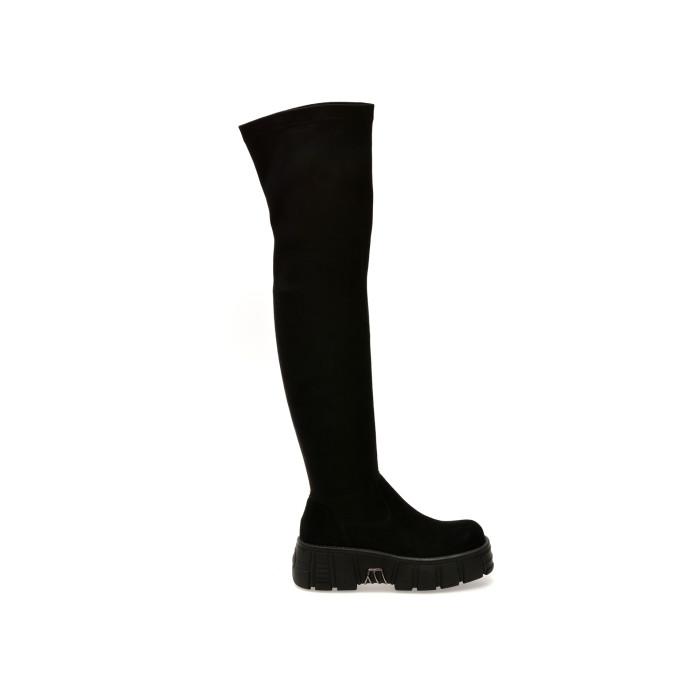 Cizme GRYXX negre, D326, din material textil si piele naturala