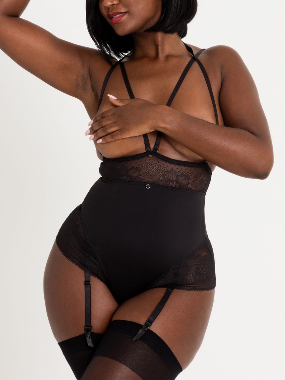 Lovehoney Hourglass Black Smoothing Open-Cup Crotchless Body