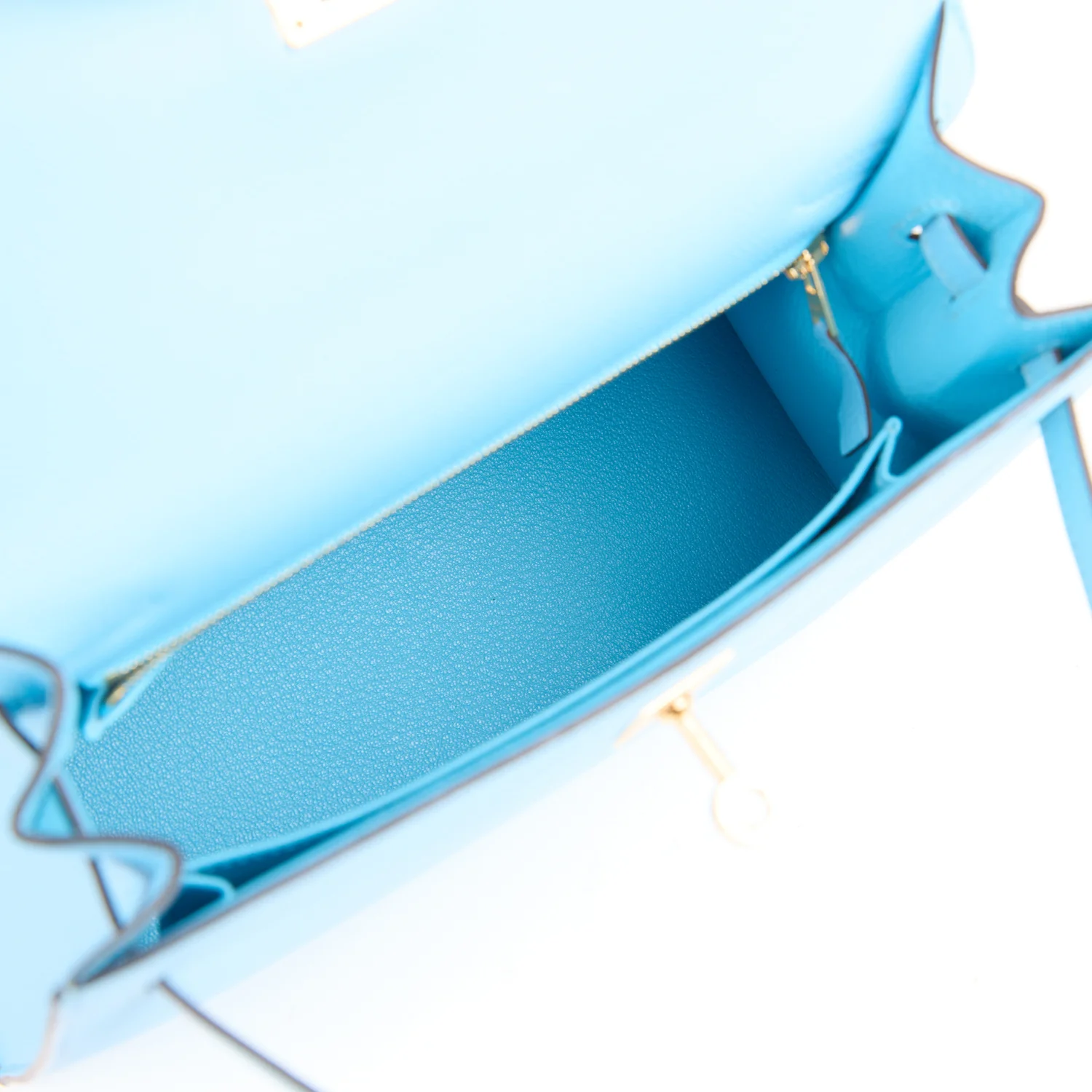 Hermes Kelly Sellier 25 Celeste Epsom Gold Hardware