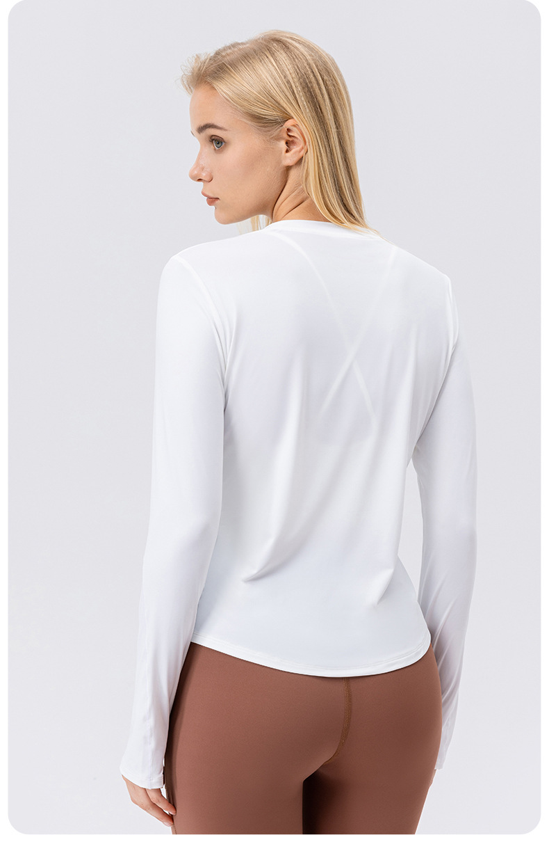 Women's Ice Silk Sunscreen Sports Long-Sleeved Clothing, UV Protection, Loose Fit, Breathable, Suitable for Running, Yoga, and Fitness