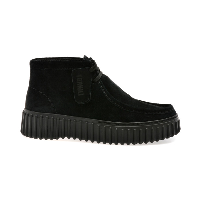 Ghete CLARKS negre, TORHILL MOSS, din piele intoarsa