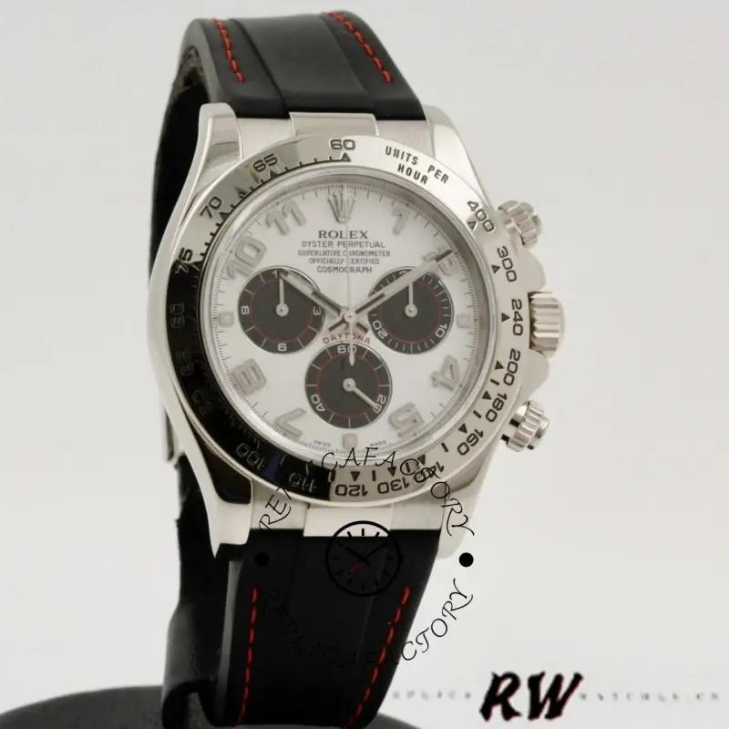 Rolex Daytona 116519 Panda Dial Black Rubber Strap 40mm Mens Replica Watch