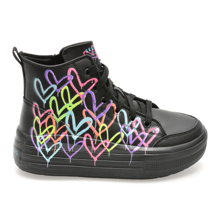 Ghete SKECHERS negre, HYPERLIFT, din piele ecologica