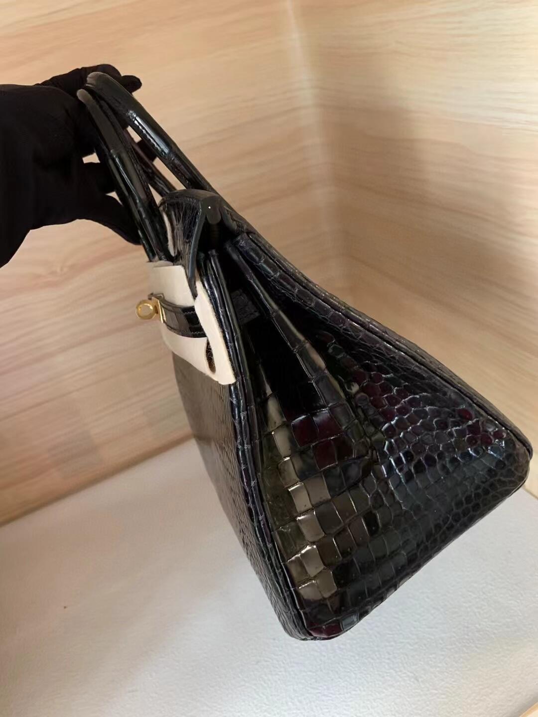 Hermès Birkin 25 Black gold crocodile skin customization