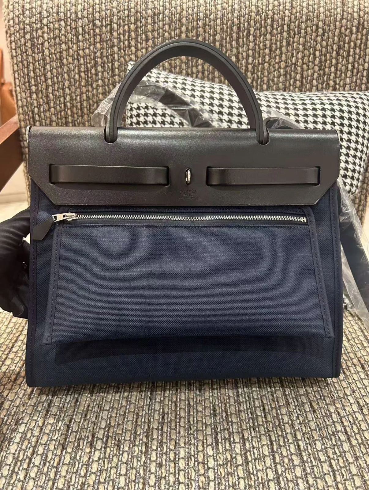 Herbag 31 blue black lid silver buckle handle Custom