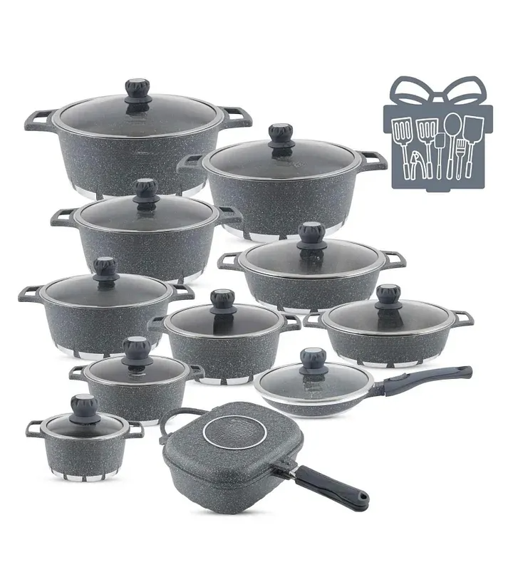 🔥 Last Day For Clearance !Cookware Set 29 Pieces Non Stick Multi Layer Granite Coating