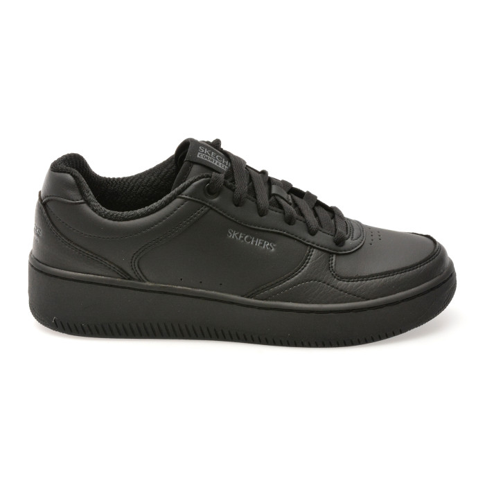 Pantofi sport SKECHERS negri, SPORT COURT 2.0, din piele ecologica