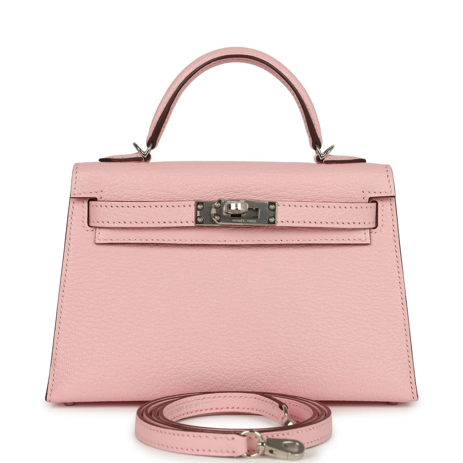 Hermes Kelly Sellier 20 Rose Sakura Chevre Mysore Palladium Hardware