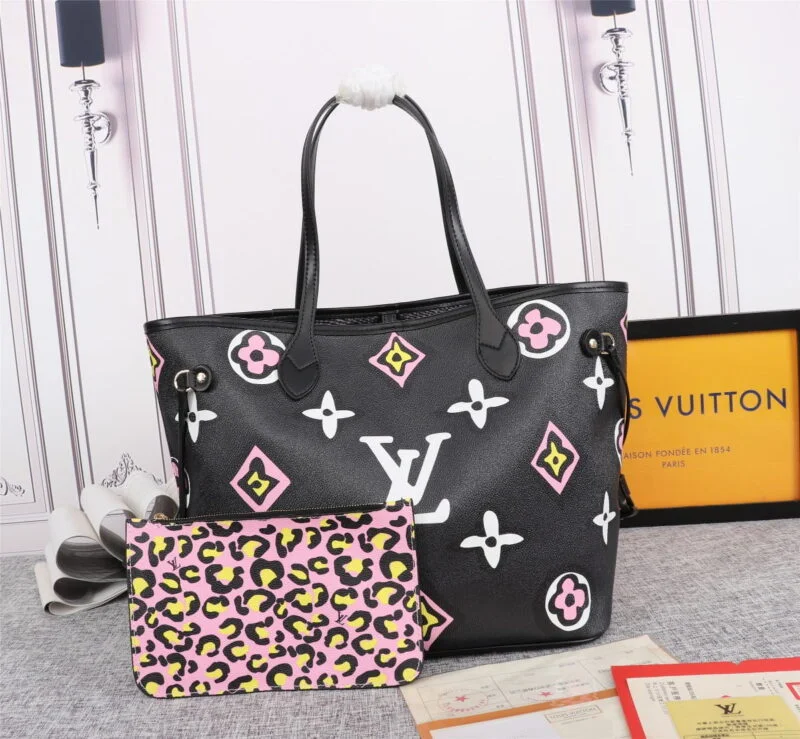 Louis Vuitton Neverfull Mm Tote Bag Black/White M45818
