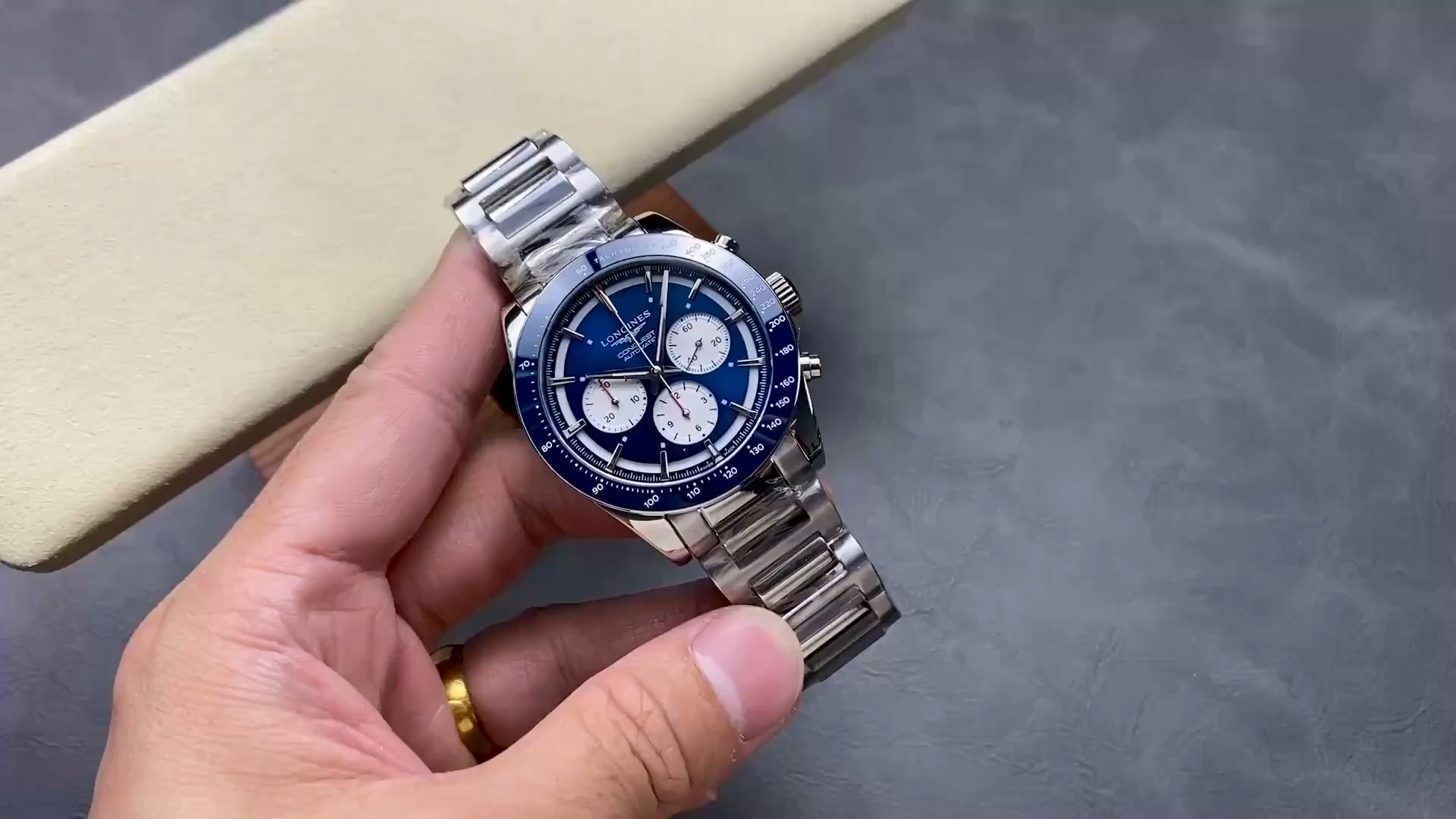 Longines L3.835.4.91.2 Conquest Replica 42 Blue Chronograph Automatic Steel