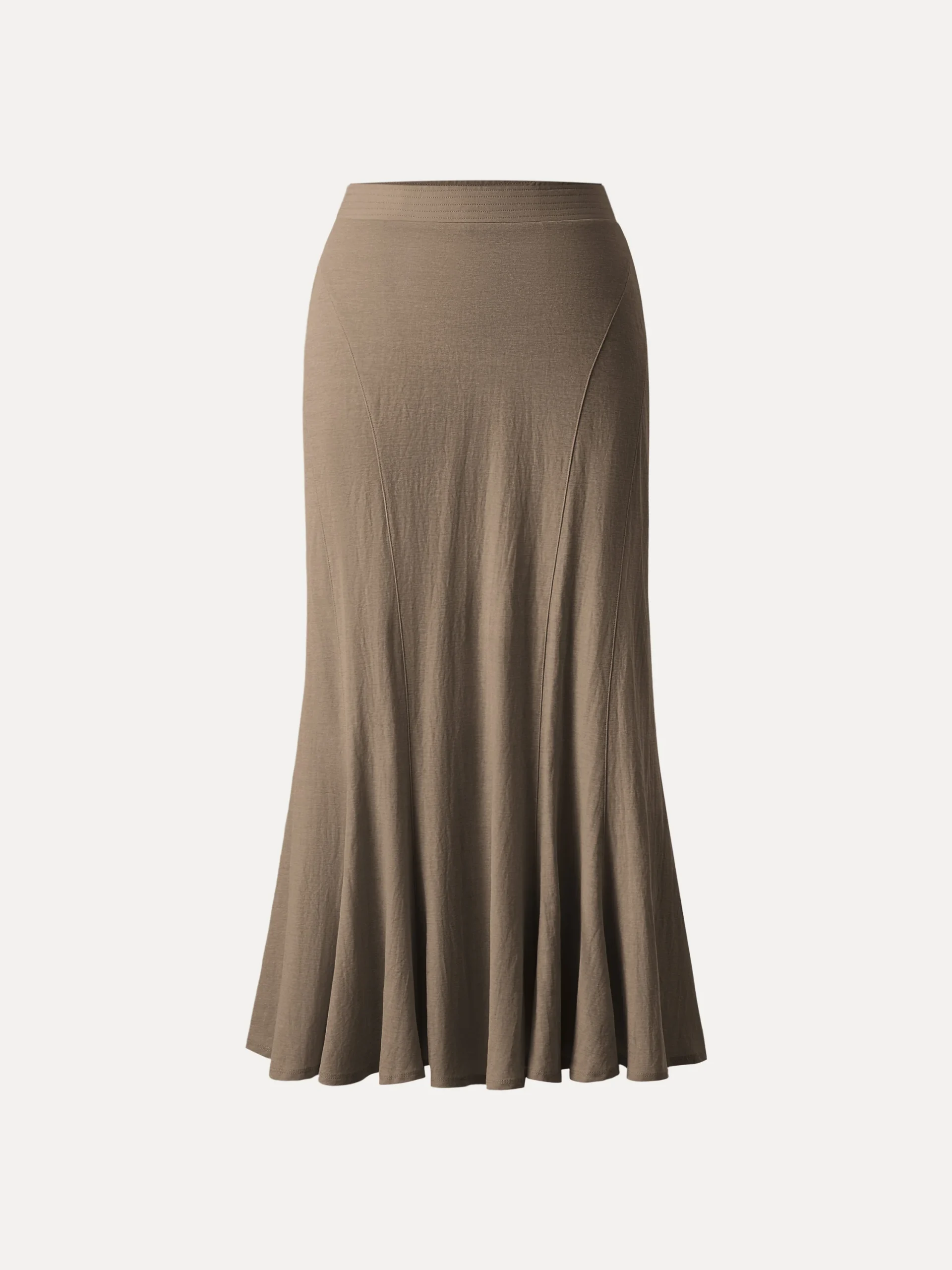 Wrinkle-free Cotton-linen Pull-on Midi Skirt