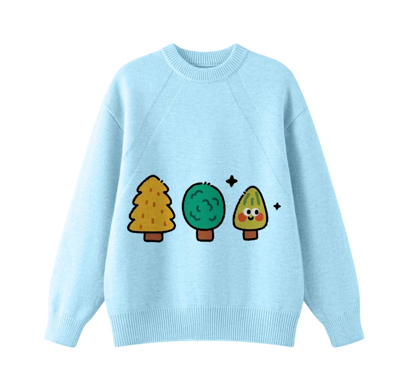 This adorable knit sweater features a three-tree pattern and is a crew neck pullover. Its design also makes it an ideal choice for winter wear.