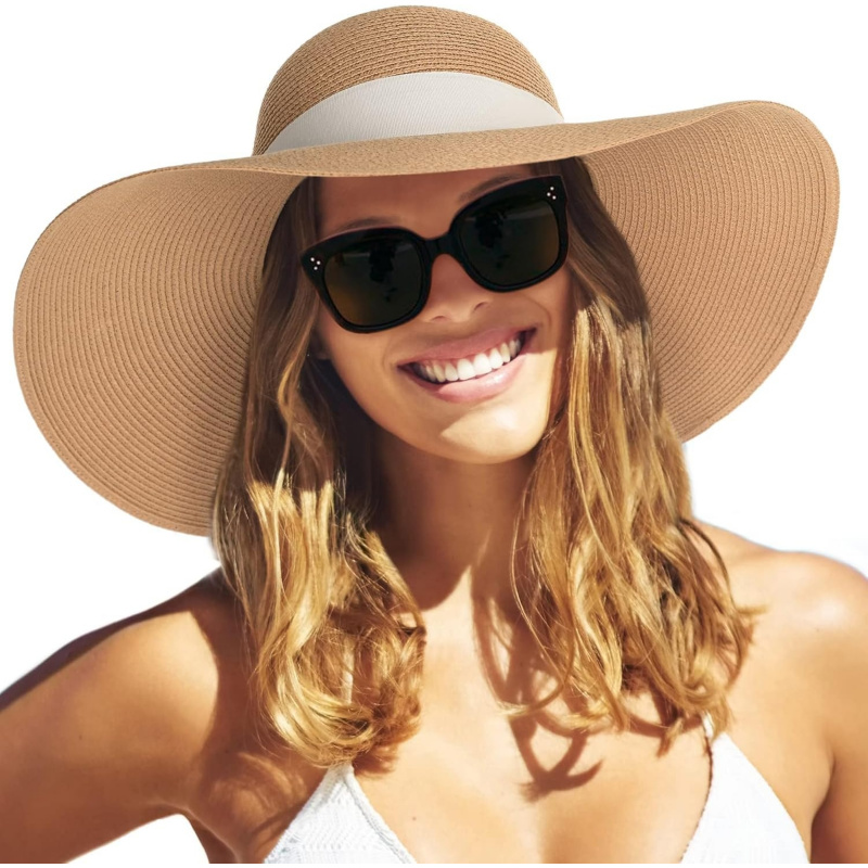 Women's Sun Straw Hat Wide Brim UPF 80