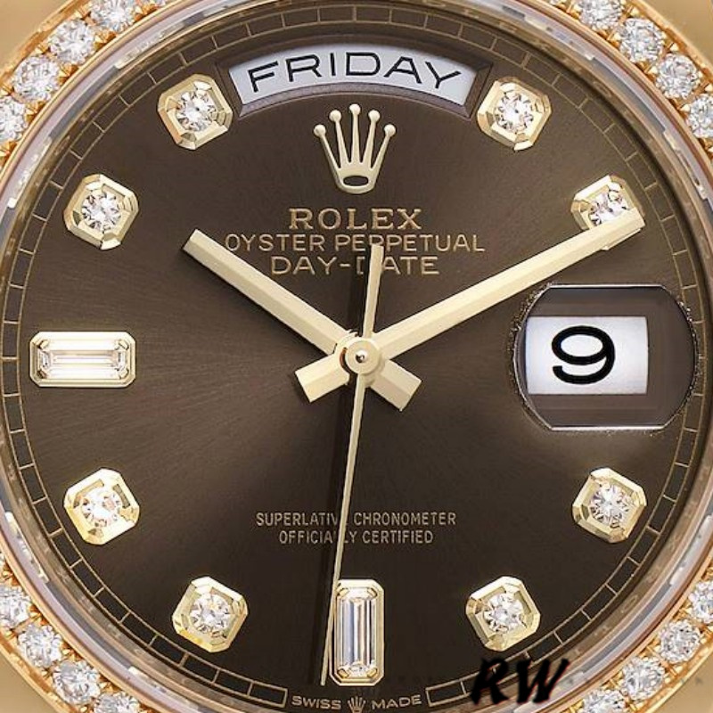 Rolex Day-Date 128348RBR Dark Grey Dial Yellow Gold 36MM Unisex Replica Watch