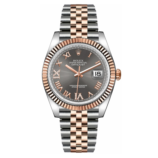 Rolex Datejust 36 Dark Rhodium Dial Fluted Bezel Watch 126231-0023